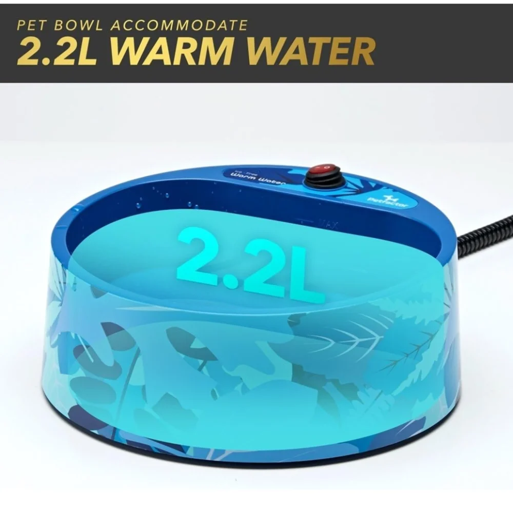 Heated Pet Water Bowl, Outdoor Thermal Dog Cat Bowl with 69 Inch Chew Resistant